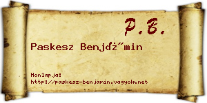 Paskesz Benjámin névjegykártya