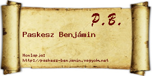 Paskesz Benjámin névjegykártya